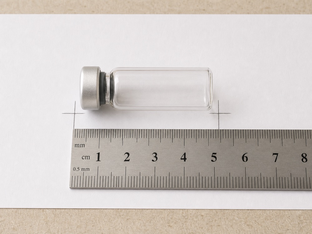 Measuring a vial’s full height with a ruler